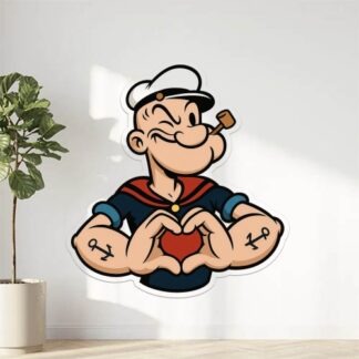 Autocollant Popeye fait cœur avec doigts décoration decostickerstore - TG9NMS
