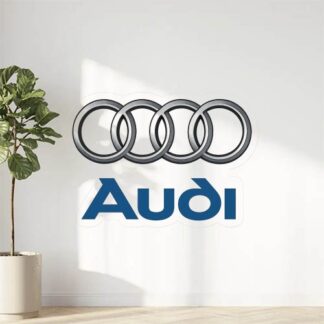 Autocollant Logo Audi En gris écrit AUDI en bleu décoration decostickerstore - UDSTWK