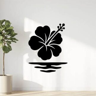 Sticker autocollant Fleur hibiscus et lagon décoration decostickerstore - VWO57V