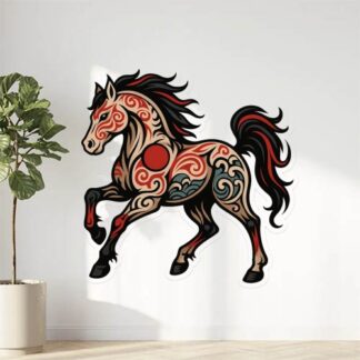 Autocollant cheval tribal inspiration japonaise décoration decostickerstore - WM58WQ