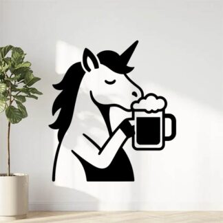 Sticker autocollant unicornio buvant une bière décoration decostickerstore - X3YSTA
