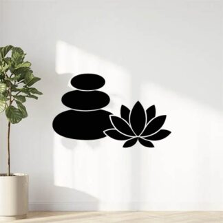 Sticker autocollant Zen galet et fleurs de lotus à côté décoration decostickerstore - YX9GRU