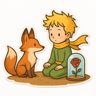 Autocollant Petit prince et renard et rose décoration decostickerstore - DDRWMP