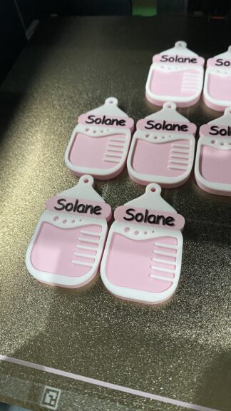 3D porte clefs Prénom biberon bébé naissance baptême