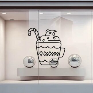 Sticker autocollant chocolat chaud de Noël