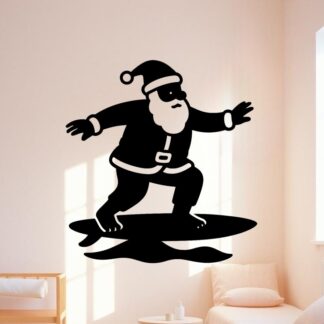Sticker autocollant Un père Noël sur un surf décoration decostickerstore - KQTXLU