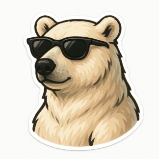 Autocollant ours blanc avec lunette de soleil décoration decostickerstore - A0SOT7