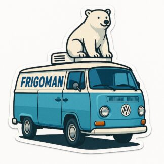 Autocollant vw transporteur avec un ours polaire et inscription FRIGOMAN décoration decostickerstore - OGLUJ8