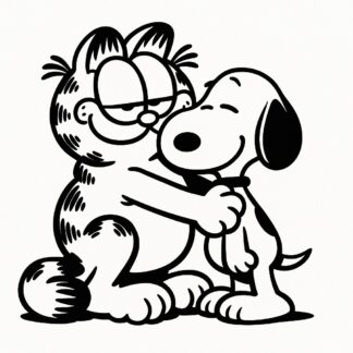 Sticker autocollant Garfield aime Snoopy. décoration decostickerstore - HKSIXD