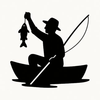 Sticker autocollant Un pêcheur sur une barque avec un poisson décoration decostickerstore - JXOVX5