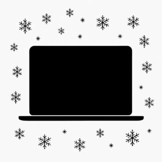 Sticker autocollant mcbook 16" contour avec de flocons de neiges très fins décoration decostickerstore - QON5QG