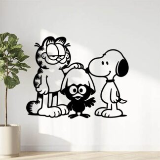 Sticker autocollant Garfield ami avec Calimero et Snoopy décoration decostickerstore - E6QQ2J