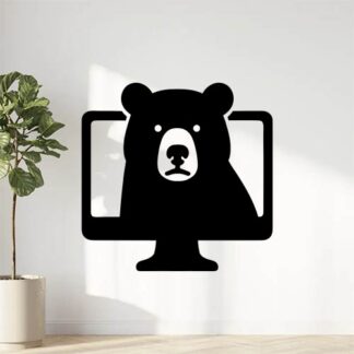 Sticker autocollant une tête d'ours qui sort de l'écran décoration decostickerstore - FZHQBK