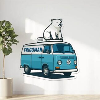 Autocollant vw transporteur avec un ours polaire et inscription FRIGOMAN décoration decostickerstore - OGLUJ8