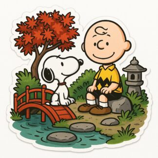 Autocollant Snoopy et Charly jardin japonais décoration decostickerstore - N0QXGF