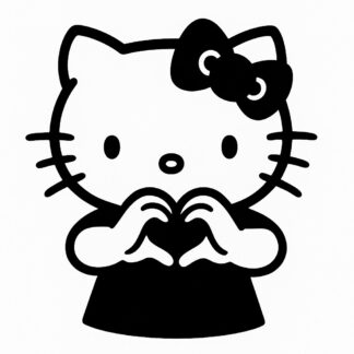 Sticker autocollant Hello Kitty fait Coeur avec doigts décoration decostickerstore - GN9AFF