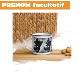 Mug émaillé chat noir