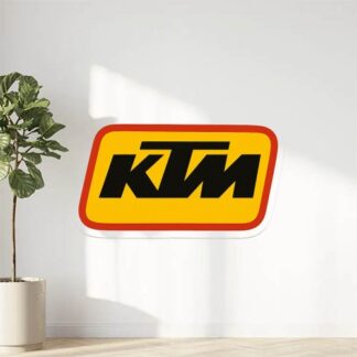 Autocollant Logo KTM jaune avec un cadre rouge autour. décoration decostickerstore - F6E9TL