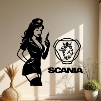 Sticker autocollant Infirmière sexy et logo Scania décoration decostickerstore - FA7AFK