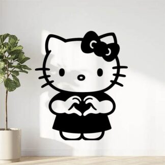 Sticker autocollant Hello Kitty fait Coeur avec doigts décoration decostickerstore - GJOMHN