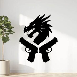 Sticker autocollant Tête de dragon et pistolets décoration decostickerstore - Q6GXV5
