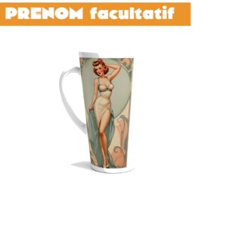 Mug à café Latte en céramique blanche 483 ml (17 oz) collection pin up