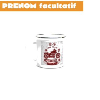 Mug en émail blanc de 354ml (12 oz) motorcycle à personnaliser