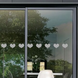 sticker dépoli frise anti collision Coeur fenêtre 18UG6