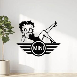 Sticker autocollant logo de voiture mini avec une betty boop allongée longueur 12 cm décoration decostickerstore - PCMPIA