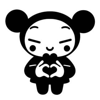 Sticker autocollant Pucca manga fait cœur avec doigts décoration decostickerstore - VBAFAR